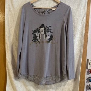 LC Lauren Conrad Party Animal Long Sleeve Top size Large